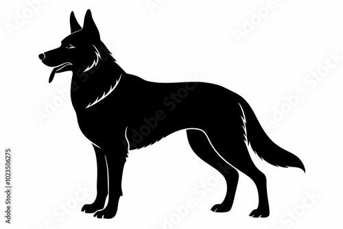 
German Shepherd dog silhouette, Sitting german shepherd dog breed silhouette vector illustration