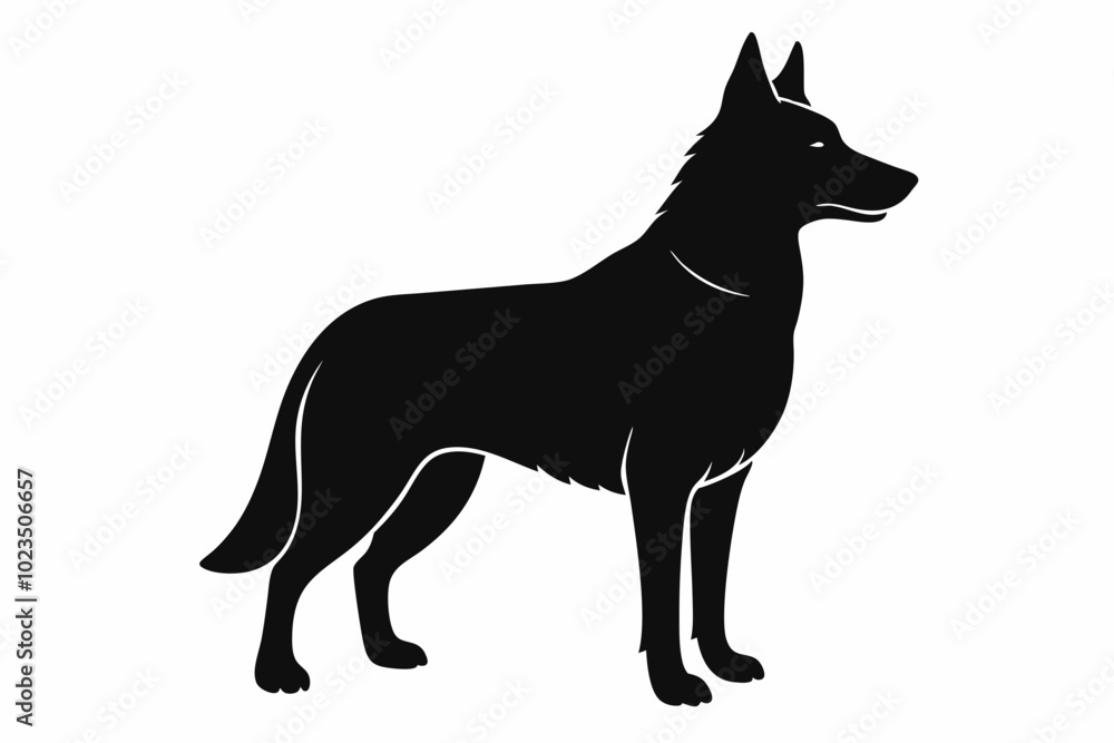 German Shepherd dog silhouette, Sitting german shepherd dog breed silhouette vector illustration
German Shepherd dog silhouette, Sitting german shepherd dog breed silhouette vector illustration