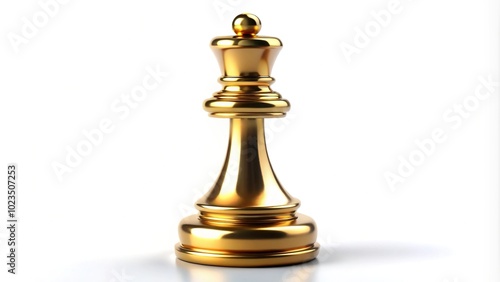 Gold chess pieces on a white background