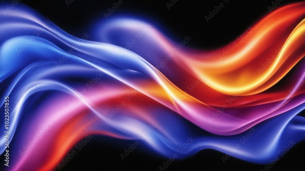 Obraz premium Abstract waves of vibrant colors flowing against a dark background.
