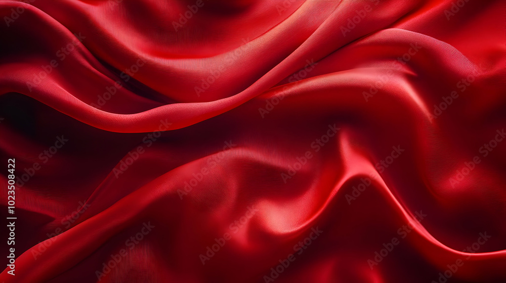 Red Silk Fabric Background - Abstract Draped Material Texture Red Silk Fabric Background - Abstract Draped Material Texture
