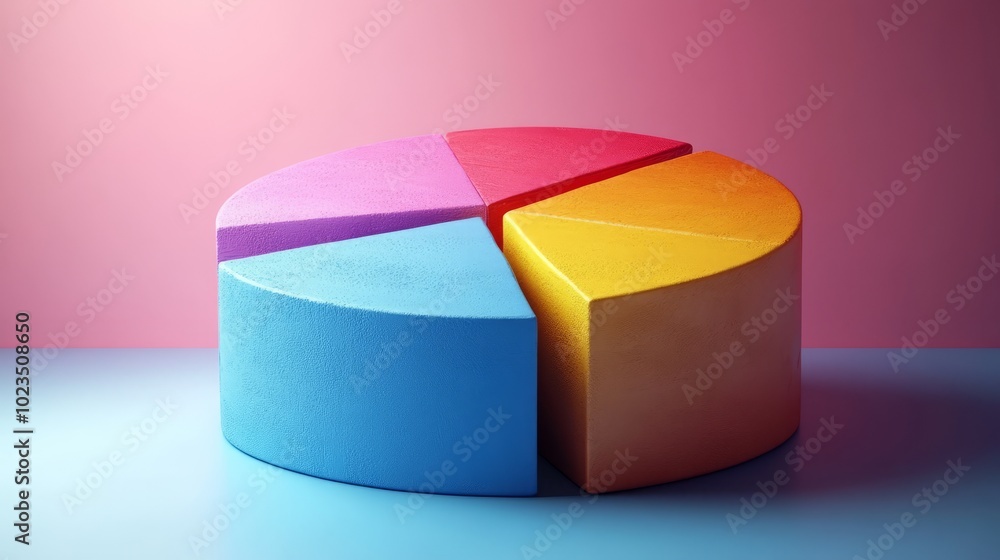 A colorful pie chart model representing data segmentation in a visually appealing way. A colorful pie chart model representing data segmentation in a visually appealing way.