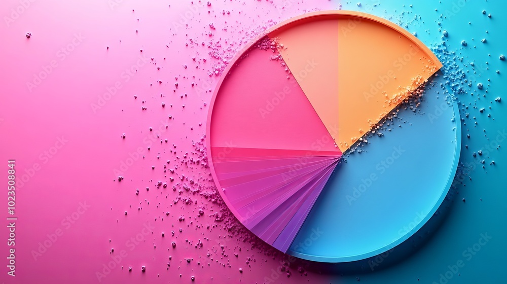 Obraz premium A colorful pie chart with a gradient background, symbolizing data representation.