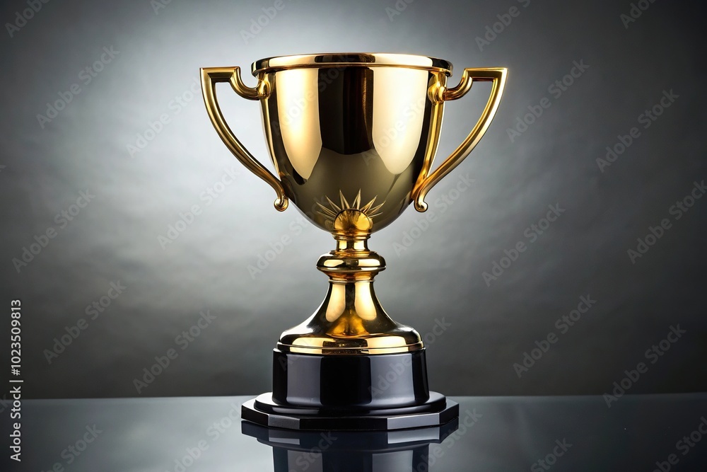 Gold cup with black base and gold rim on white background Gold cup with black base and gold rim on white background