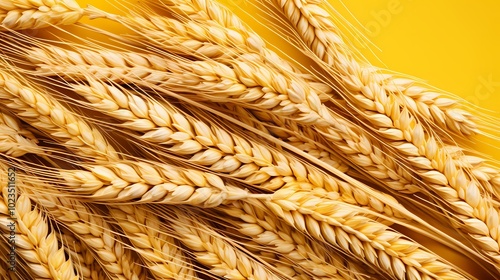 A close-up of beautifully arranged golden wheat, symbolizing abundance and agriculture.