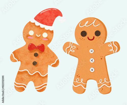 watercolor gingerman bread illustration photo