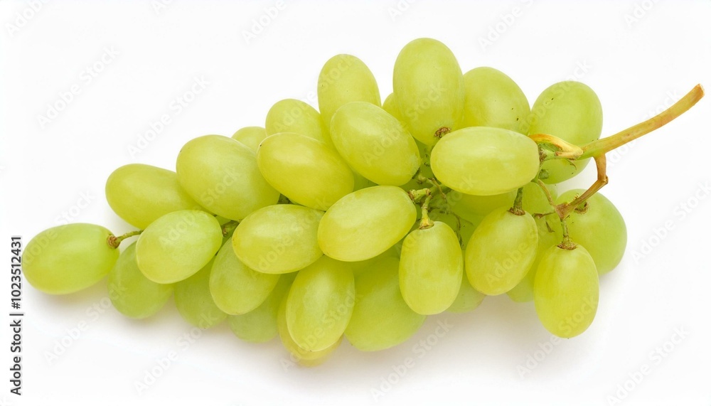 Ripe juicy sweet green grapes bunch isolated on white background Ripe juicy sweet green grapes bunch isolated on white background