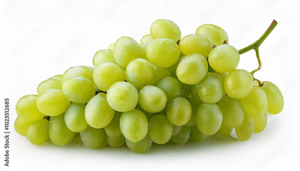 Ripe juicy sweet green grapes bunch isolated on white background Ripe juicy sweet green grapes bunch isolated on white background
