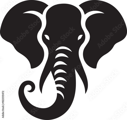 Elephant head silhouette black vector clipart design
