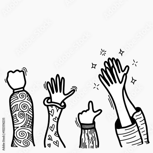 Wallpaper Mural Applaud hands vector in doodle style. Hand drawn clapping human hands doodle set. vector illustration. Torontodigital.ca