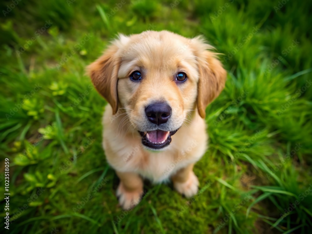 Adorable Goldador Puppy Playing in the Grass - Perfect Family Pet for Kids and Adults Alike, Friendly and Adorable Goldador Puppy Playing in the Grass - Perfect Family Pet for Kids and Adults Alike, Friendly and