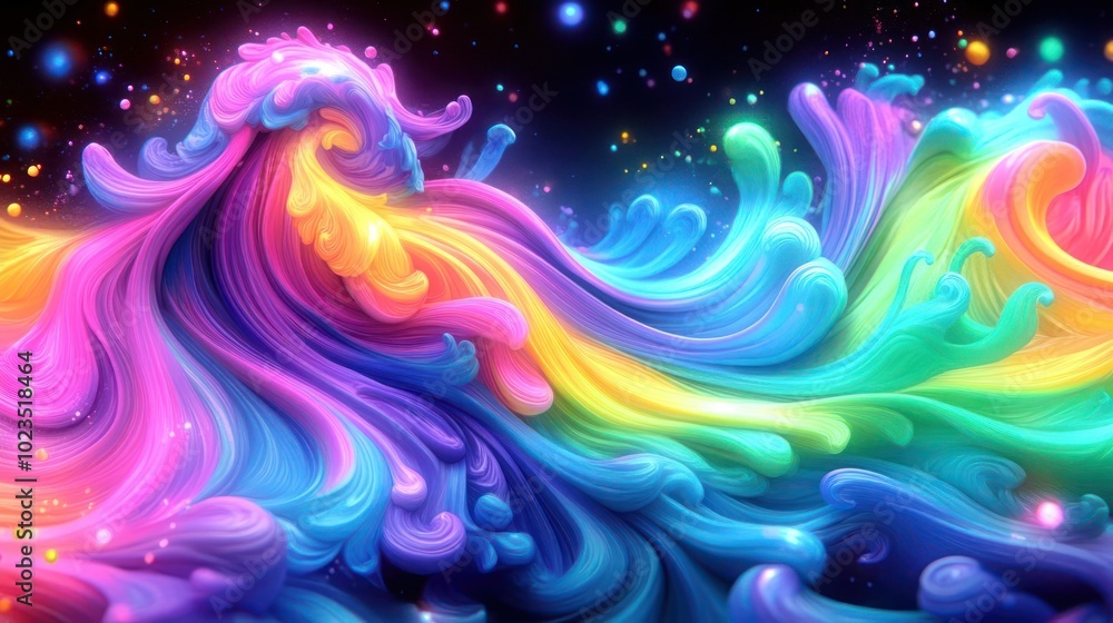 A vibrant, swirling wave of colorful, abstract patterns creating a dynamic visual experience. A vibrant, swirling wave of colorful, abstract patterns creating a dynamic visual experience.