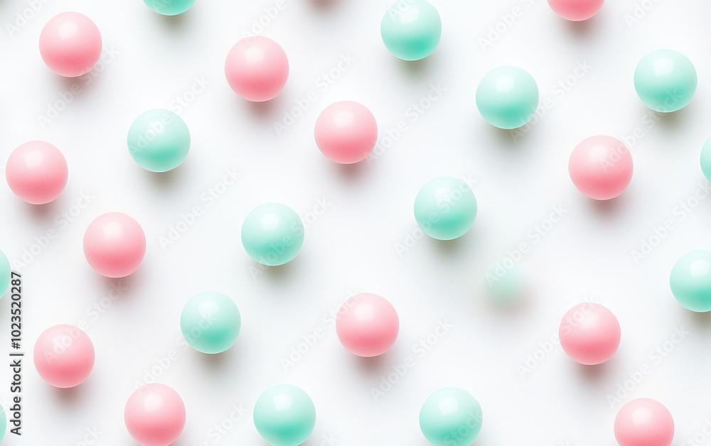 Colorful pastel spheres arranged neatly on a white background create an appealing visual display in soft tones Colorful pastel spheres arranged neatly on a white background create an appealing visual display in soft tones