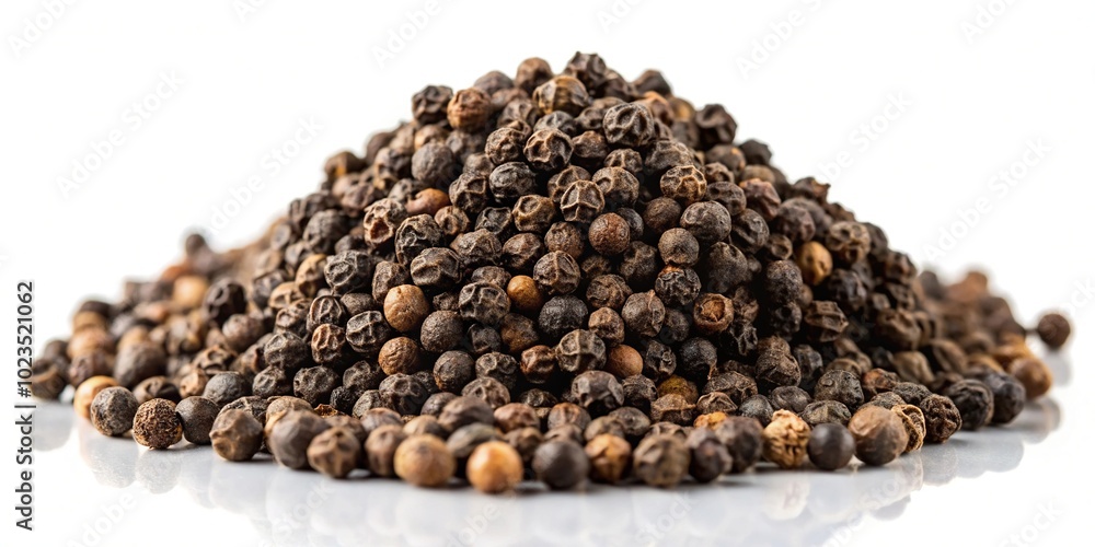 Indian dried spices on a white background with black peppercorn Indian dried spices on a white background with black peppercorn
