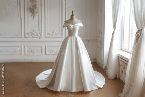 Wedding dress gown clothing apparel.