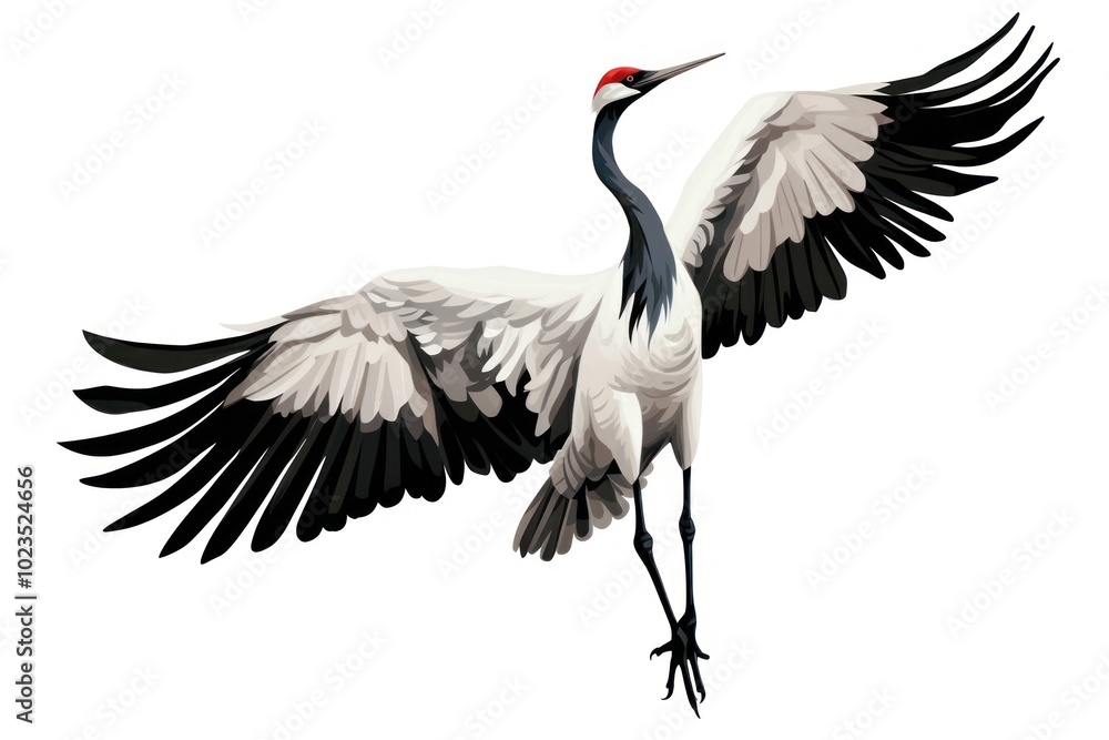Fototapeta premium Kung fu crane animal bird white background.