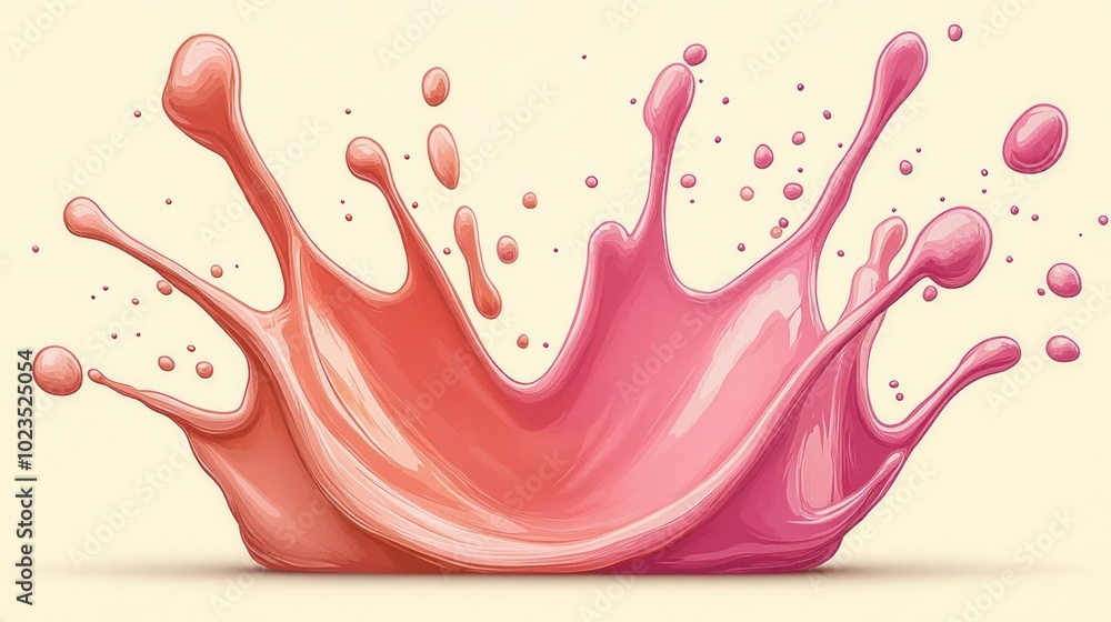 A vibrant splash of pink and coral paint, illustrating dynamic movement and color blending.