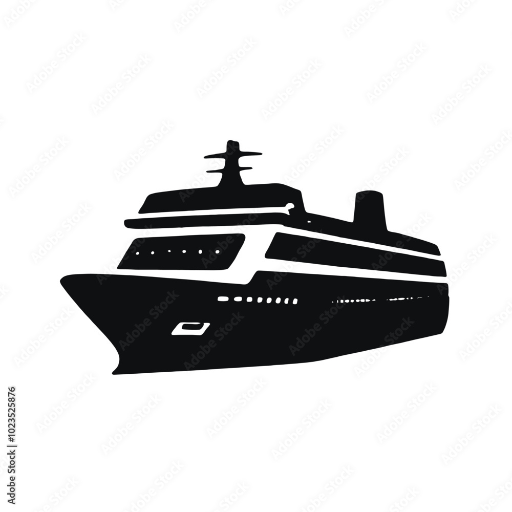 Obraz premium A black silhouette of a large cruise ship or passenger liner 