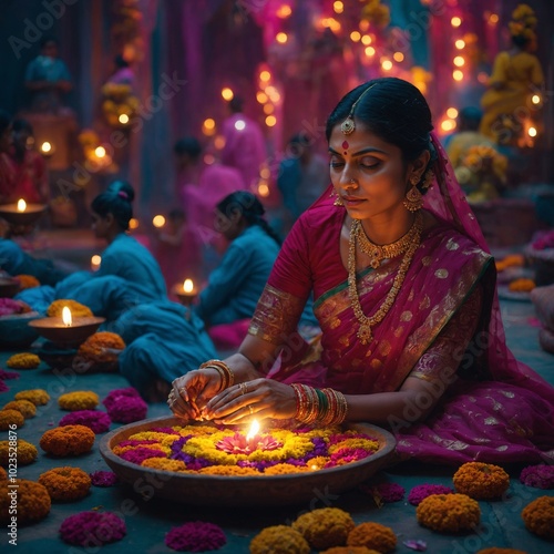 Diwali parties feature traditional music, dance, and a variety of festive foods for all to enjoy photo