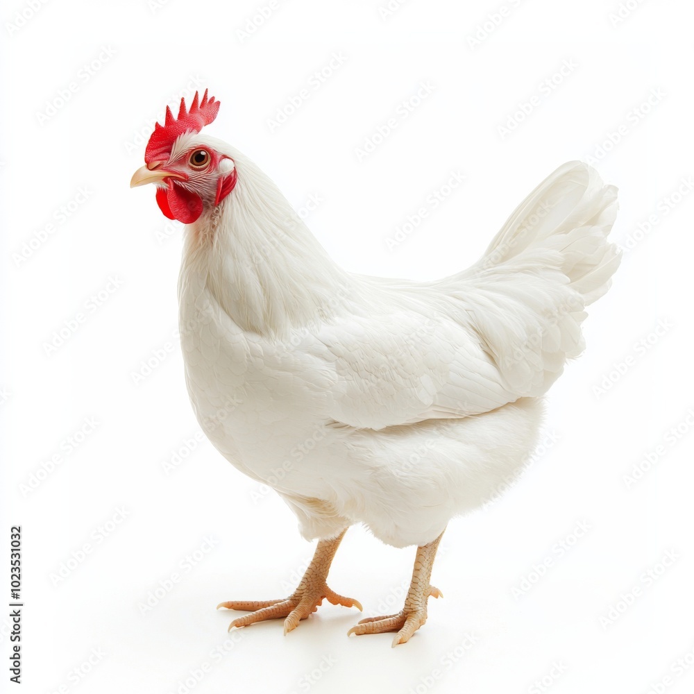 Fototapeta premium white hen isolated on white, studio shot