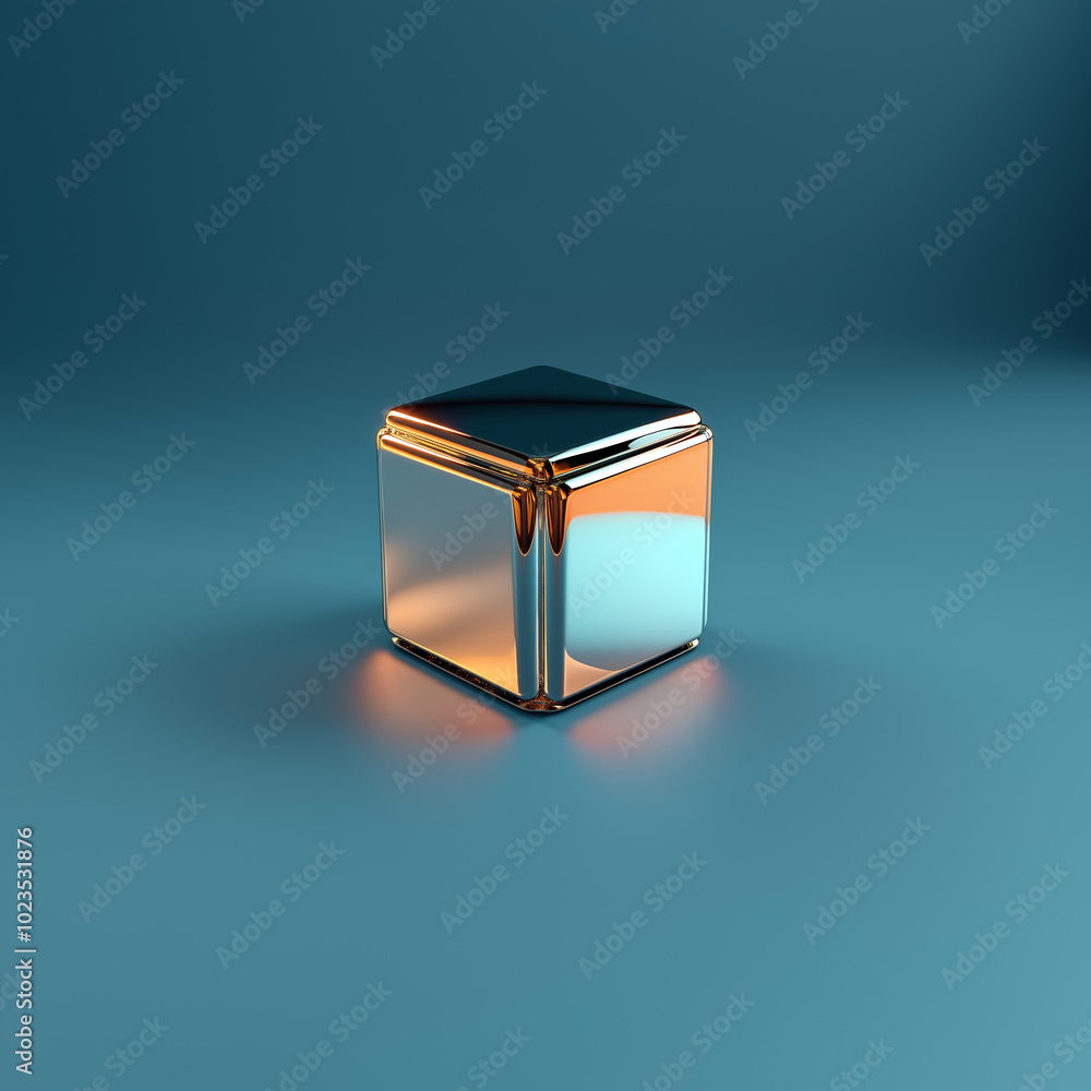 A futuristic reflective cube with warm ambient lighting, creating a blend of modern design and visual intrigue. A futuristic reflective cube with warm ambient lighting, creating a blend of modern design and visual intrigue.