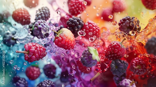 Vibrant Berry Burst Explosive Colors and Energetic Composition in Conceptual Image