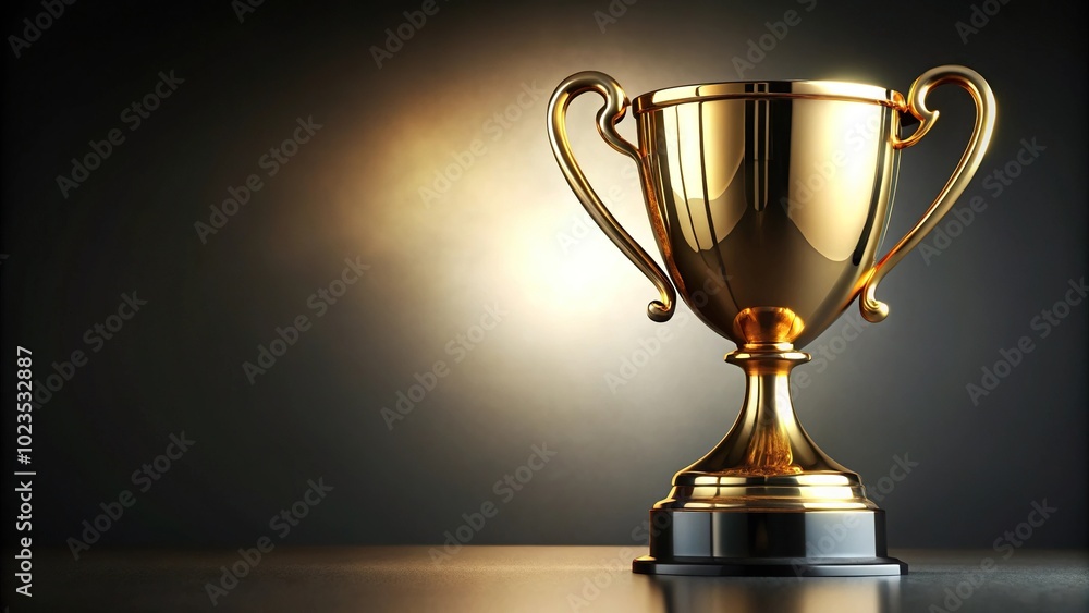 Golden trophy with handles representing victory in the competition Golden trophy with handles representing victory in the competition