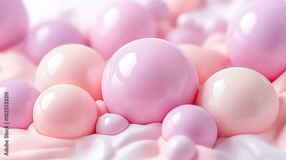 A close-up of glossy pink and cream spheres on a soft background, evoking a playful aesthetic. A close-up of glossy pink and cream spheres on a soft background, evoking a playful aesthetic.