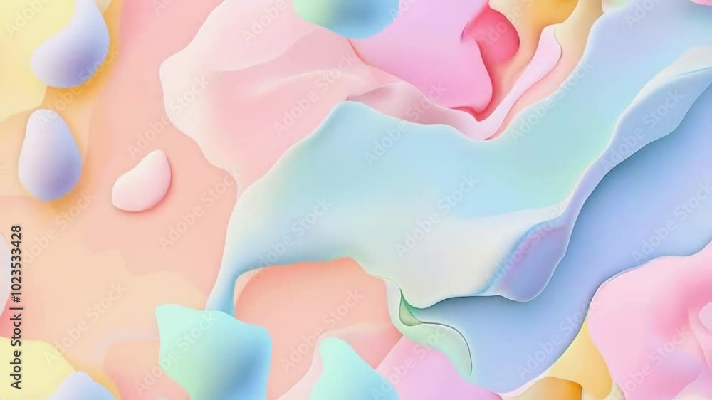 Abstract pastel design with flowing shapes and spheres, evoking a playful, modern aesthetic. Abstract pastel design with flowing shapes and spheres, evoking a playful, modern aesthetic.