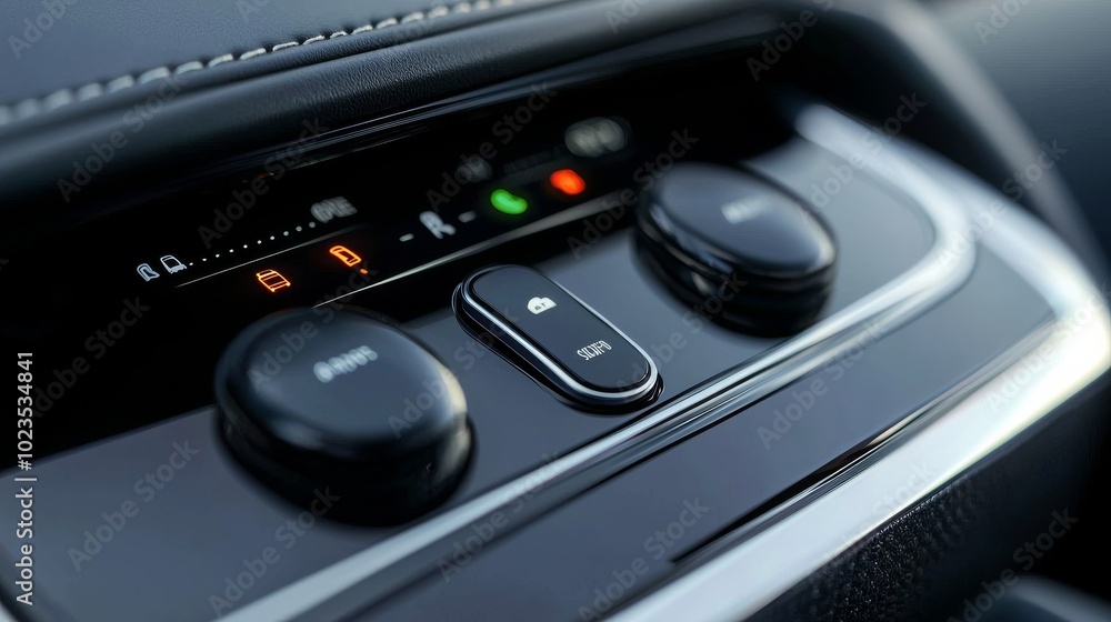 A close-up of a car control panel showcasing advanced adaptive cruise control, with indicators for car-to-car distance, speed adaptation, and smart lane positioning. A close-up of a car control panel showcasing advanced adaptive cruise control, with indicators for car-to-car distance, speed adaptation, and smart lane positioning.