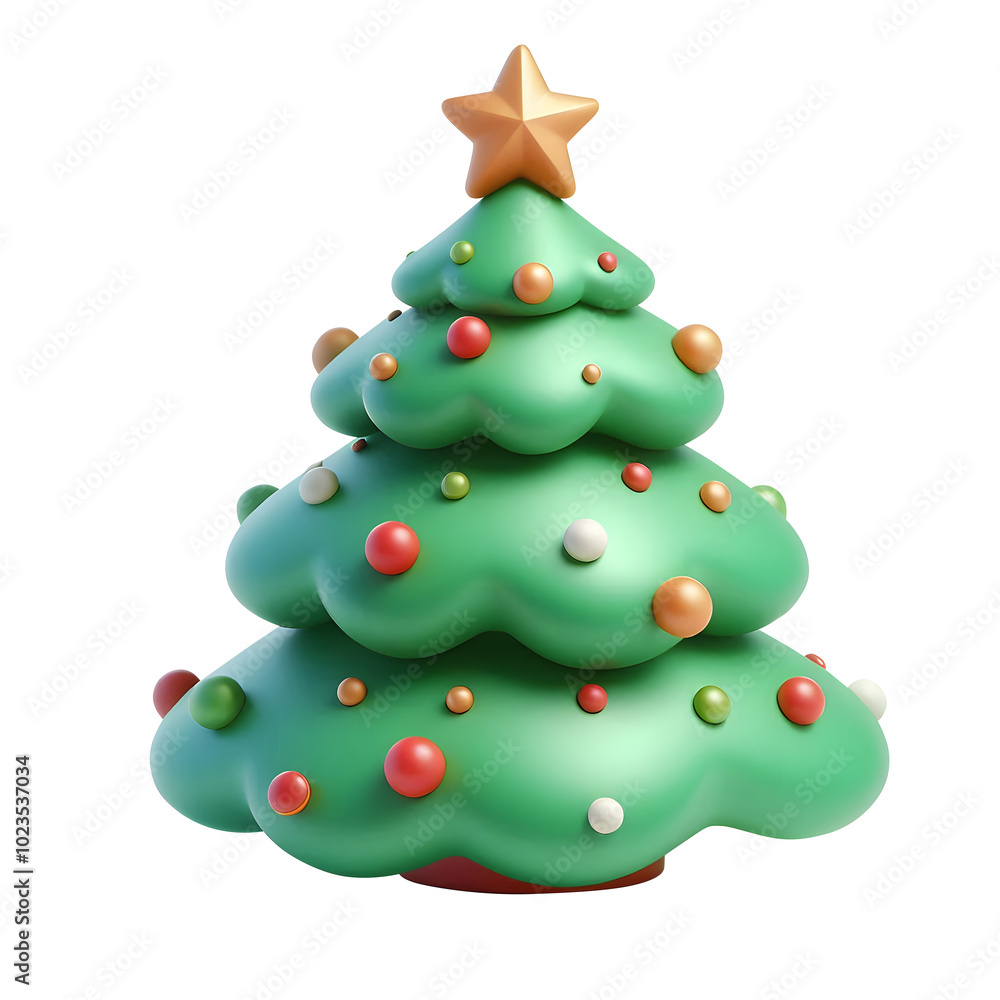 cute Christmas tree 3d illustration isolated on a transparent background cute Christmas tree 3d illustration isolated on a transparent background