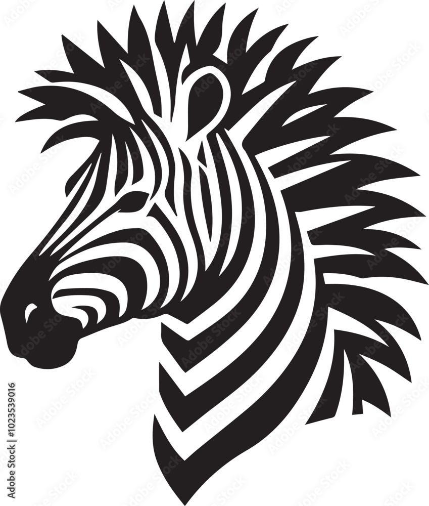 Zebra head silhouette black vector Zebra head silhouette black vector