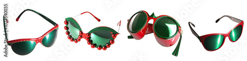 Colorful sunglasses collection, white isolate background photo