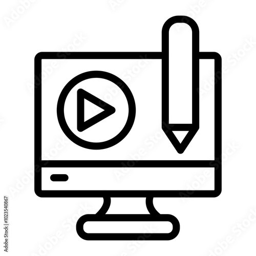 Video Editor Vector Line Icon Design