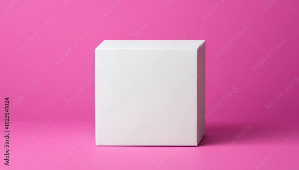 White cube on a pink background, perfect for branding and design. White cube on a pink background, perfect for branding and design.