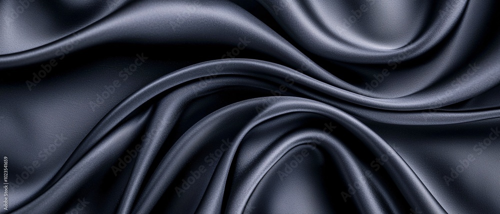 Black satin fabric is waving on a white background. Black satin fabric is waving on a white background.