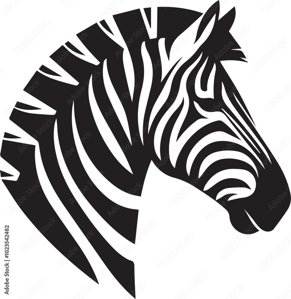 Obraz premium Zebra head silhouette black vector 