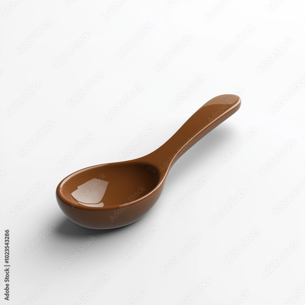 Brown ceramic spoon on a white background with copy space Brown ceramic spoon on a white background with copy space