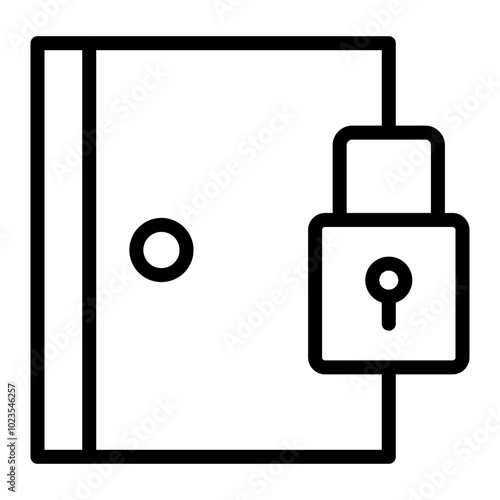 Door Lock Vector Line Icon Design