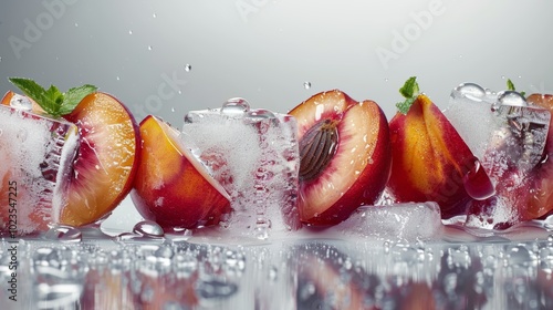 Frozen Nectarines Cool Summer Refreshment in a Captivating Shot