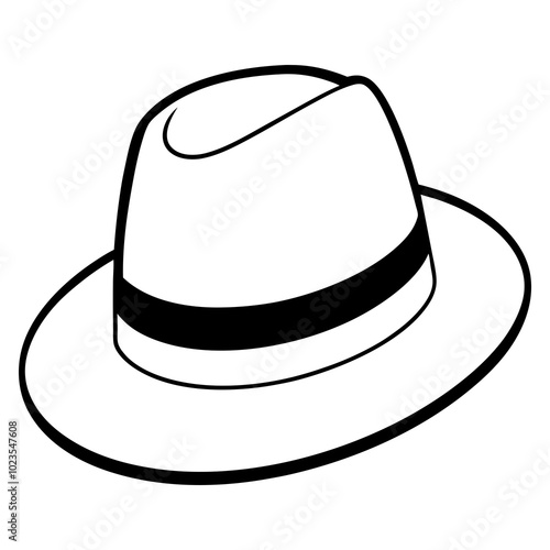 Fashionable Fedora Hat Line Art Vector Illustration