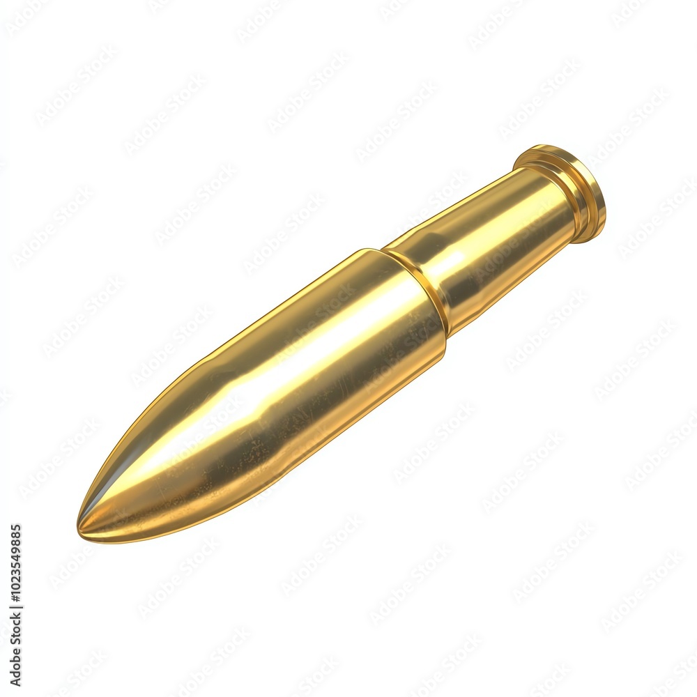 Naklejka premium Golden bullet on white isolate background, symbolizing power and precision.