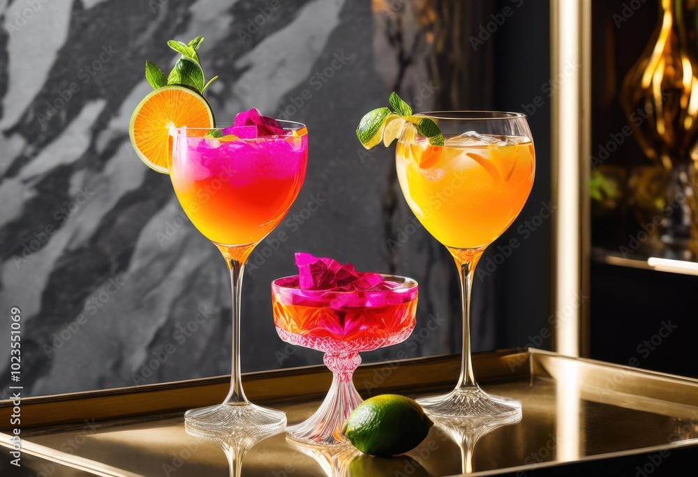 vibrant beverage duo displayed elegant glassware colorful details perfect refreshing enjoyment aesthetic appeal, drink, cocktail, juice, stylish vibrant beverage duo displayed elegant glassware colorful details perfect refreshing enjoyment aesthetic appeal, drink, cocktail, juice, stylish