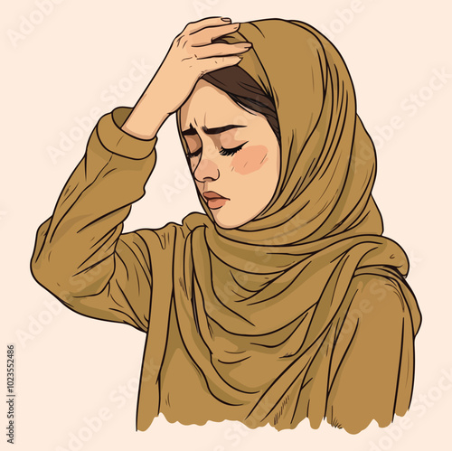 Cute Hijabi Girls in Colorful Dresses Vector Illustration