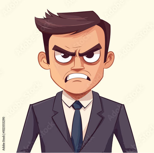 A persons character is angry Flat vector illustration