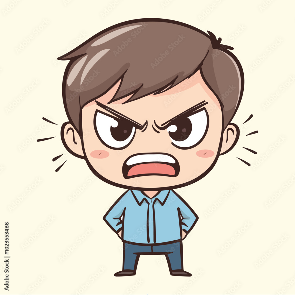 A persons character is angry Flat vector illustration A persons character is angry Flat vector illustration