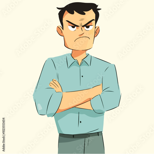 A persons character is angry Flat vector illustration