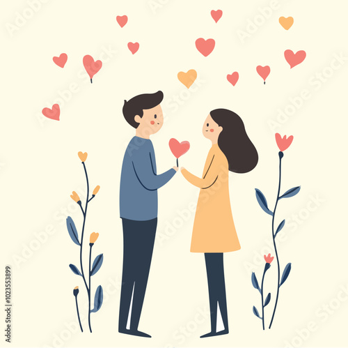 Hand-Drawn Couples in Love Vector illustration