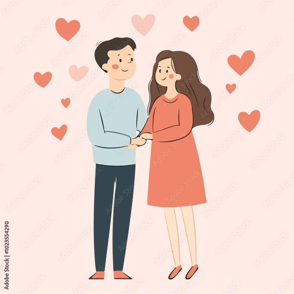 Hand-Drawn Couples in Love Vector illustration Hand-Drawn Couples in Love Vector illustration