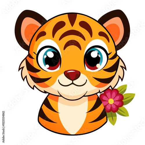 baby tiger head vector - vector illustration tiger, Bengal Tiger vector art isolated on white photo